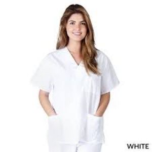 Natural Uniforms White Unisex Scrub Top